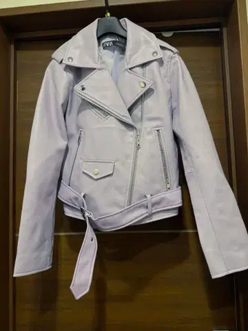 ZARA 인조 가죽 연보라 라이더 자켓