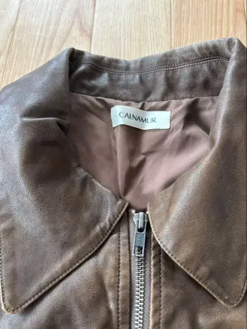 [ CALNAMUR ] 빈티지 인조 가죽 하트 블루종