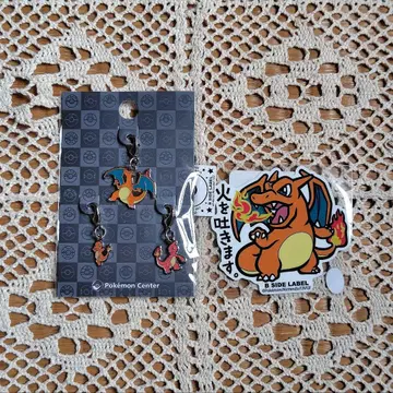 포켓몬 리자몽 메탈 참 & 스티커 세트