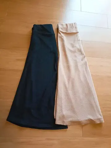 리브 롱 플레어 스커트 2색 세트