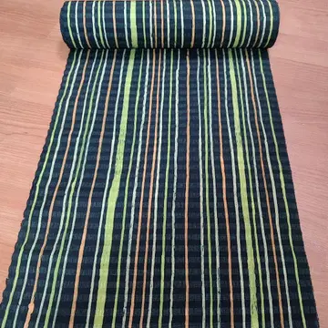 옷감 블랙 그린 오렌지 스트라이프 순수 실크