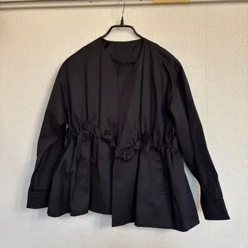 노카라 자켓 블랙 허리 리본 포함