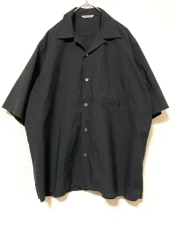 오라리 오버 사이즈 오픈 카라 셔츠 블랙 반팔 남성용
