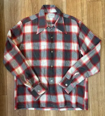 70s 노게이트 플란넬 옴브레 체크 셔츠 M