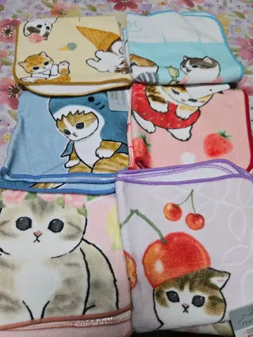 mofusand 고양이 디자인 타월 손수건 6종 세트