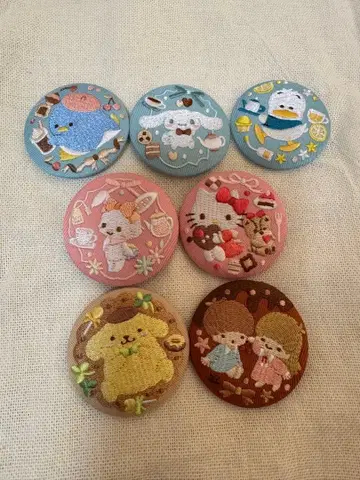 산리오 자수 캔뱃지 자수 캔뱃지 반다이