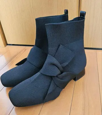 리본 포함 블랙 니트 숏부츠 시마무라 예약 상품 3L