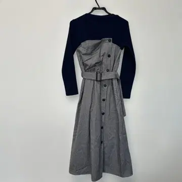 네이비와 그레이의 롱 원피스