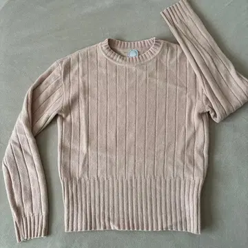 JAMAIS VU 리브 긴팔 스웨터 더스티 핑크