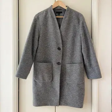 유니클로 UNIQLO 그레이 체스터 코트 버튼 포함 노카라 미들 기장