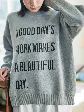 써니클라우드 일꾼의 트레 스웨터 메시지 프린트 스웨터 니트