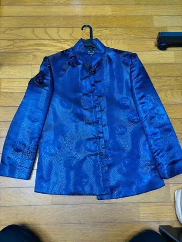 YA ZHENG 파랑 새틴 차이나 드레스풍 M