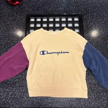 Champion 크루넥 맨투맨 베이지/퍼플/네이비