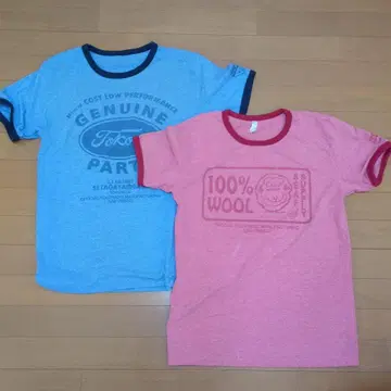 도코로 죠지 세타가야 베이스 T셔츠 파랑 빨간색 2장 세트