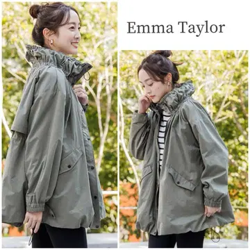 Emma Taylor 스탠드 카라 벌룬 개더 블루종 정가 2만 2천 엔