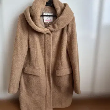 후드 부착 베이지 플리스 자켓