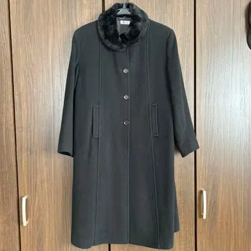 해롯 퍼 카라 부착 오버코트 블랙 포멀