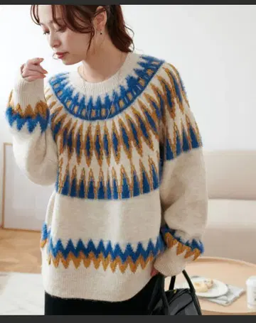 새상품급 DISCOAT 퀼팅 패턴 풀오버