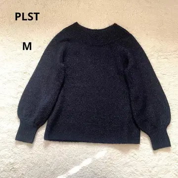 PLST 라메 니트 스웨터 네이비 울 혼방 M 사이즈