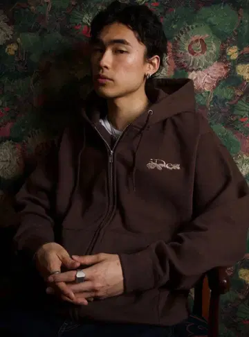 ideaswam 브라운 지퍼 후드티