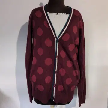 보르도 도트 무늬 가디건