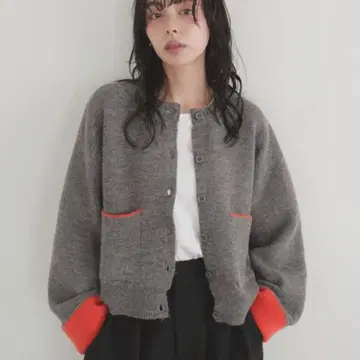 LIAN 가디건 알파카 터치 바이컬러 가디건 여성용