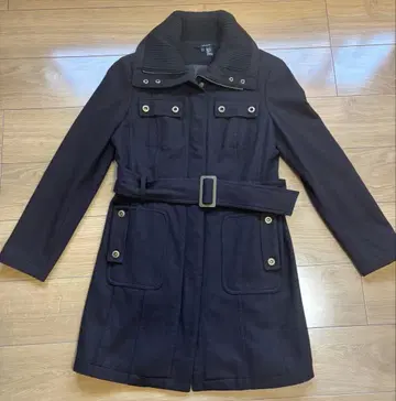 다크 네이비 체스터 코트 벨트 포함