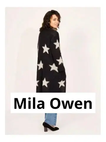 미라 오웬 별 패턴 롱 가디건