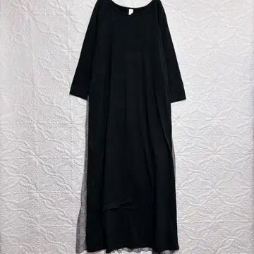 IEDIT 블랙 7부 소매 롱 원피스