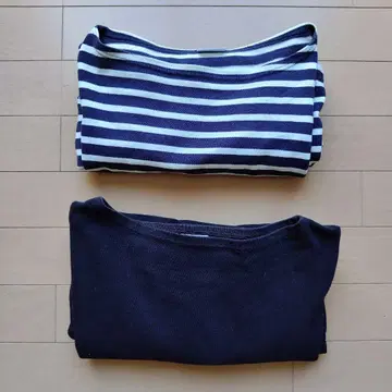 ORCIVAL 긴팔 티셔츠 2장 세트 (네이비/화이트, 블랙) M 사이즈