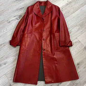 가죽 롱 코트 벽돌색 양가죽 빅 사이즈 13