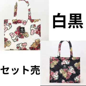 히스테릭 미니 토트백 화이트 블랙 세트