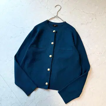 플라스테 레이온 블렌드 펄 버튼 가디건 S 블루