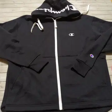 Champion 블랙 속기모 후드티 L