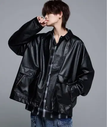 ADRER 가죽 오버 사이즈 자켓