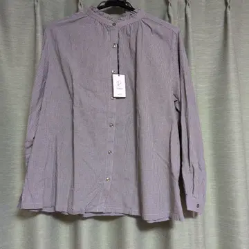 미사용 stadio CLIP 체크 무늬 긴팔 셔츠 스탠드 카라