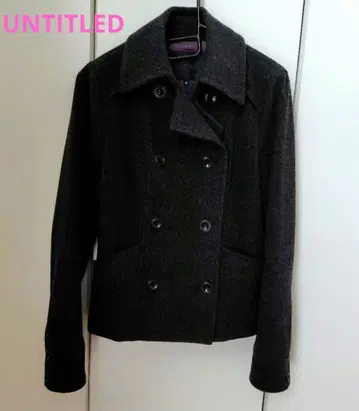 UNTITLED 다크 그레이 더블 브레스트 피 코트