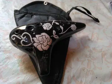 Focalink 오카리나 블랙 장미 디자인 케이스 포함