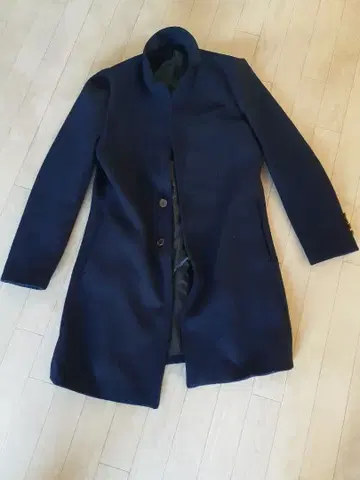 네이비 스텐카라 코트 울 혼방