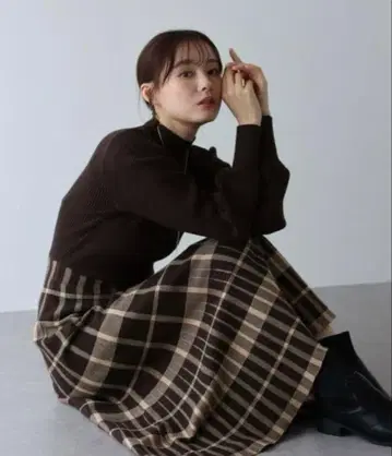 BLUEEAST 체크 자카드 니트 원피스 M