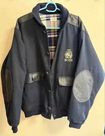 BOSS 울 가죽 자켓 네이비