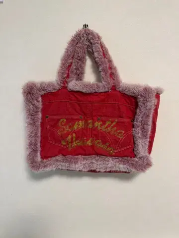 빨간색 퍼 토트백