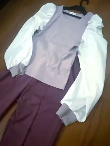 오피스 캐주얼! 퍼프 슬리브 상의 4벌과 팬츠 2장 셋업 배송비 포함