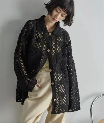 THE YOn 토션 레이스 루즈핏 셔츠 가디건