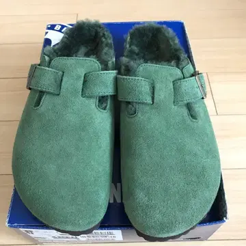 미사용품 버켄스탁 보스턴 시어링 그린 내로우 폭 26.5cm