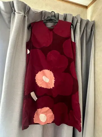 마리메꼬 버건디 플라워 프린트 원피스 36