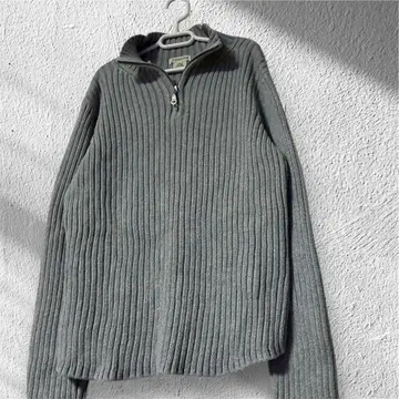 ST. JOHN'S BAY 그레이 하프 지퍼 리브 니트 아메카지