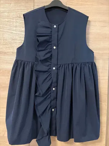 yori 더블 프릴 베스트 38 네이비