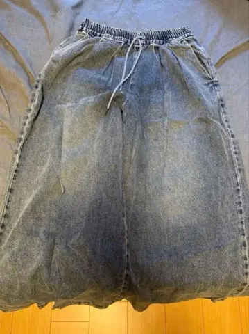 데님 와이드 팬츠 다크 블루