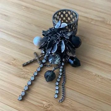 11호 반지 (큐빅, 블랙 비즈, 펄)